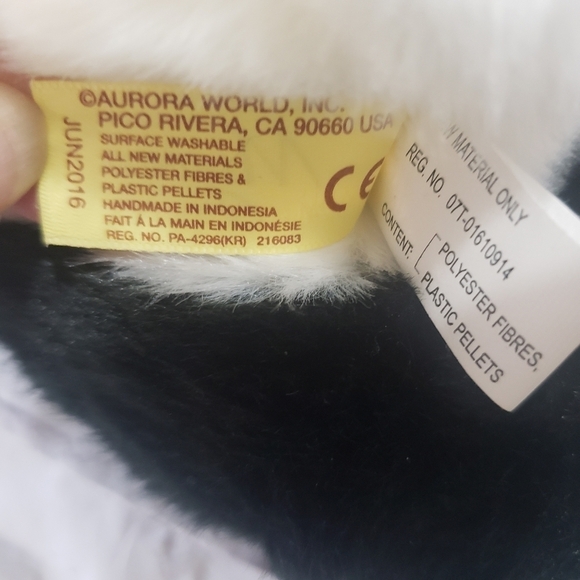Miyoni by Aurora Panda Bear Plush Stuffed Animal Black White 12 Inch With Tags - Picture 9 of 10
